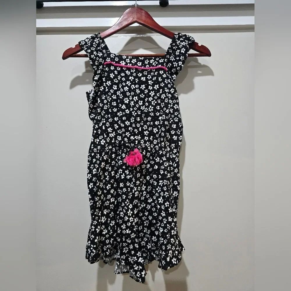 Vince Camuto Girls Black and White Floral Romper NWOT Size 12